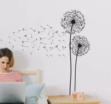 Wandtattoo Wohnzimmer mit realitätsnahe Pusteblumen - TenStickers