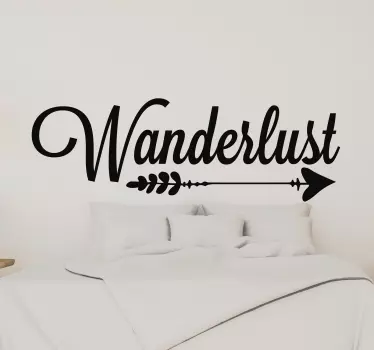Wandtattoo Wohnzimmer mit Wanderlust Pfeil - TenStickers