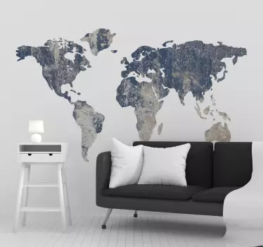 Weltkarte blau textur wandtattoo - TenStickers