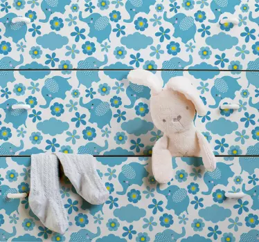 Blumen Elefant Muster Klebefolie für Möbel - TenStickers