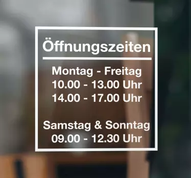 Öffnungszeiten Schaufenster Aufkleber - TenStickers
