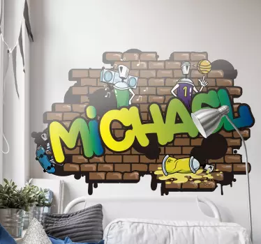 Graffiti name brick hintergrund städtischen aufkleber - TenStickers