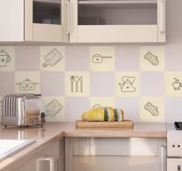 Fliesen Aufkleber Küchenutensilien - TenStickers
