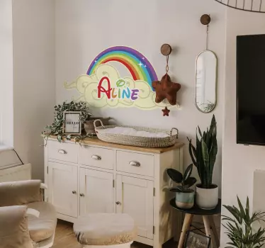 Regenbogen mit Namen Wandtattoo Kinderzimmer - TenStickers