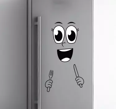 Kühlschrank Folie Gesicht mit Besteck - TenStickers