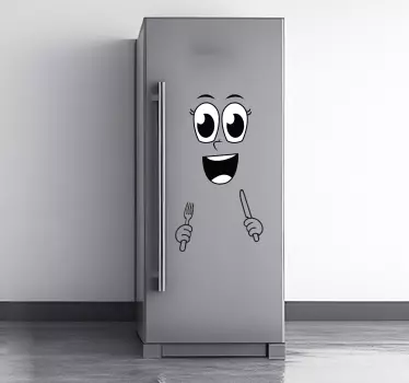 Kühlschrank Folie Gesicht mit Besteck - TenStickers
