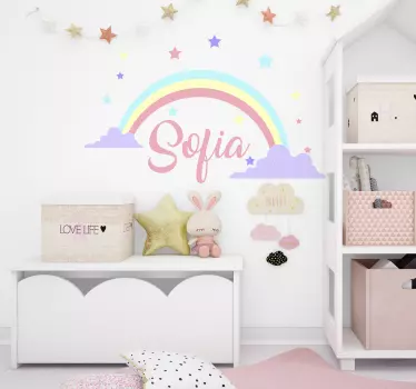 Regenbogen anpassbarer name Wandtattoo Kinderzimmer - TenStickers