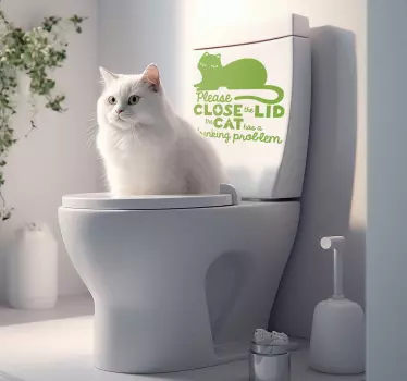 Wandtattoo Badezimmer schließe den Deckel Katze - TenStickers