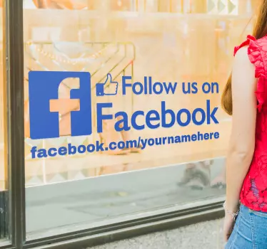Follow us on Facebook Personalisiert Schaufenster Aufkleber - TenStickers