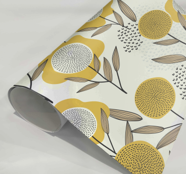 Wandtattoo floral gelbe abstrakte Blumenmuster - TenStickers