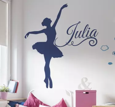 Silhoutte balletttänzerin mit namen wandaufkleber - TenStickers