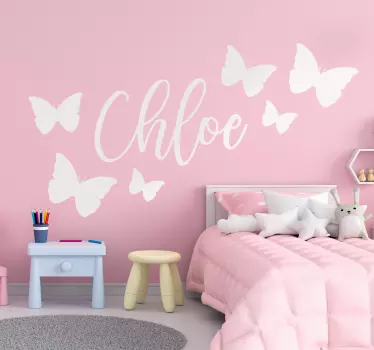 Fliegende Schmetterlinge mit Namen Tier Wandtattoo Kinderzimmer - TenStickers