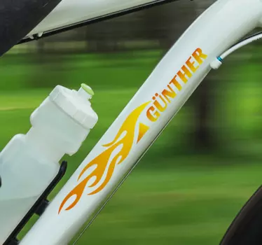 Flamme mit Namen Fahrrad Sticker - TenStickers