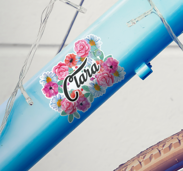 Fahrrad Sticker pinke Blumen - TenStickers