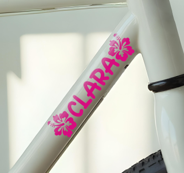 Fahrrad Sticker rosa hawaii Blumen - TenStickers