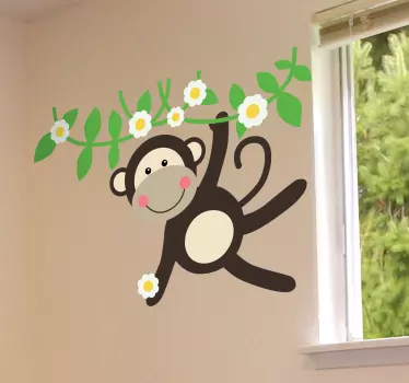 Affe mit Blumen Aufkleber - TenStickers