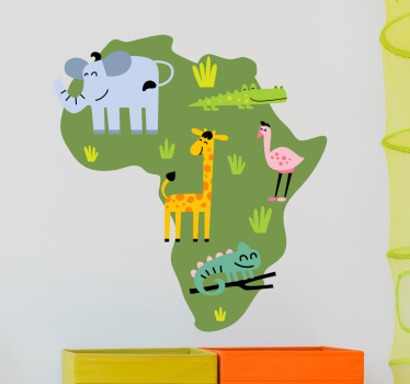 Afrika Karte mit Tieren Aufkleber - TenStickers