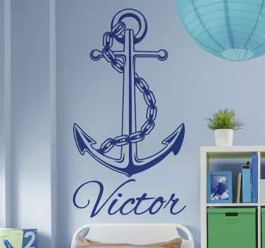 Anker mit anpassbarem Namen Wandtattoo - TenStickers