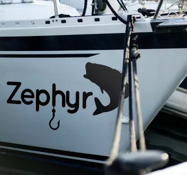 Anpassbare Boot Name Aufkleber haken und Fische - TenStickers