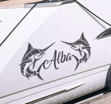 Anpassbare Boot Name Aufkleber Schwertfisch - TenStickers