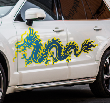 Aufkleber Auto Blauer flammentrache - TenStickers