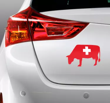 Autoaufkleber Kuh Schweizer Flagge - TenStickers