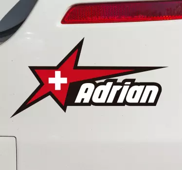 Schweizer Flagge mit Namen Autoaufkleber - TenStickers