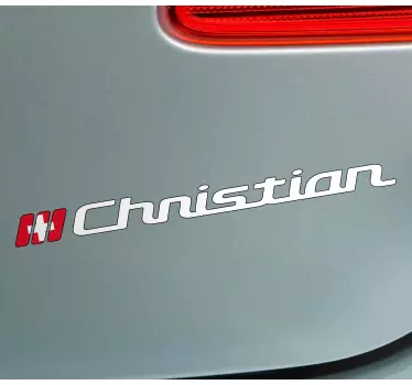 Schweizer Flagge mit Name Autoaufkleber - TenStickers