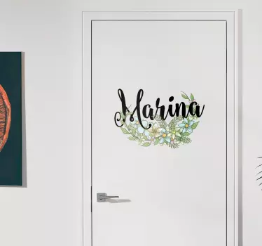 Blumen Namens kreativer Türaufkleber - TenStickers