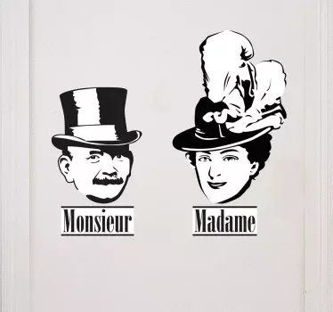 Aufkleber Toilettentür Monsieur Madame - TenStickers
