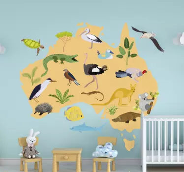 Australischer kinderweltkarten-wandaufkleber - TenStickers