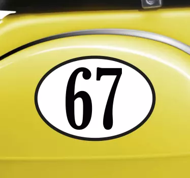 Motorrad Aufkleber personalisierte Nummer Oval - TenStickers