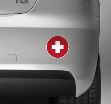 Schweizer Flagge rund Autoaufkleber - TenStickers