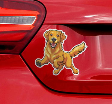 Autoaufkleber verspielter golden Retriever - TenStickers