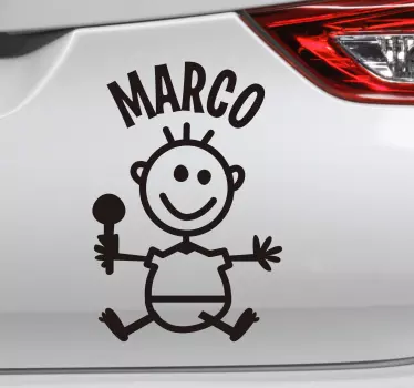 Strichmännchen mit Namen Baby on Board Aufkleber - TenStickers