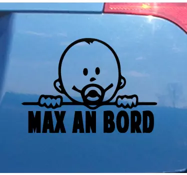 Baby Autoaufkleber Süßes spähendes Kind mit Namen - TenStickers
