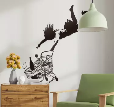Banksy Einkaufswagen Kunst Wandaufkleber - TenStickers