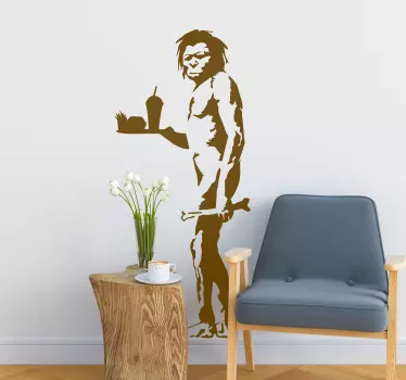 Banksy Höhlenmensch mit Fast Food Wandaufkleber - TenStickers