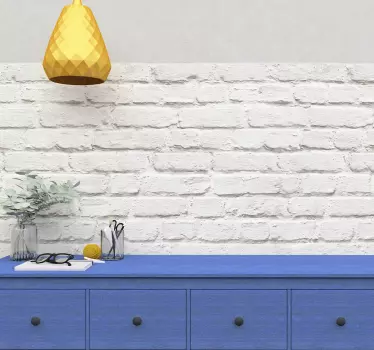 Wandtattoo Wohnzimmer bedruckt weißer Backstein - TenStickers