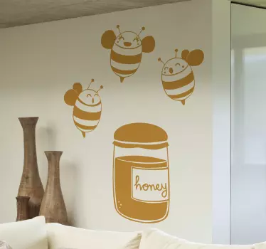 Bienen mit Honig Aufkleber - TenStickers