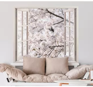 Blume Aufkleber 3d-ansichten zu einem frühling weiße bäume - TenStickers