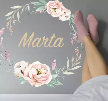 Blume Aufkleber Pfingstrosenkreis mit Namen - TenStickers
