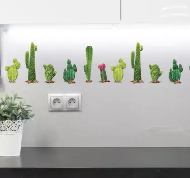 Wandtattoo Wohnzimmer Bordüre Kaktus - TenStickers