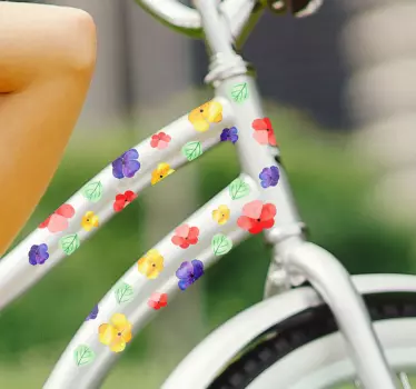 Fahrrad Aufkleber bunte Blumen Design - TenStickers