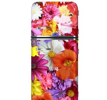 Bunte Blumen Kühlschrank Folie - TenStickers