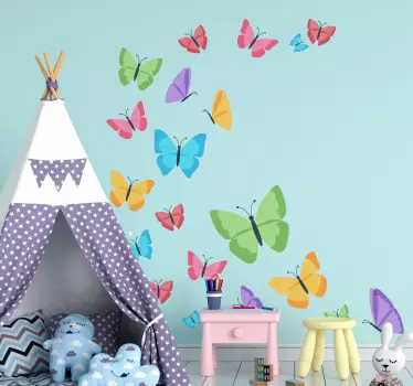 Bunte Schmetterlinge fliegen Wandtattoo Tier - TenStickers