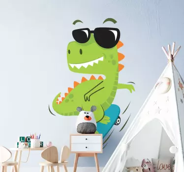 Dino Aufkleber Dino mit brille auf - TenStickers