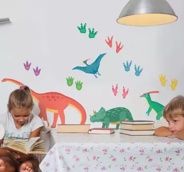 Dino Aufkleber Dinosaurier und fußabdrücke - TenStickers