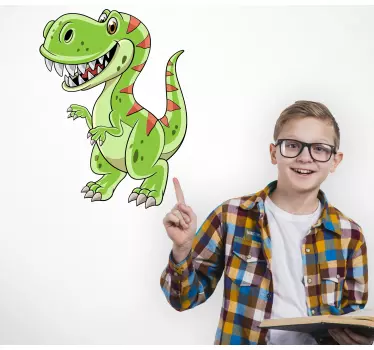 Dino Aufkleber Lustiger grüner cartoon-dinosaurier - TenStickers