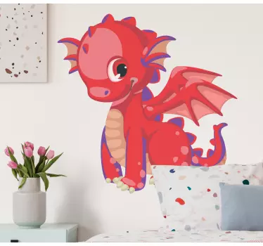 Dino Aufkleber Roter dinosaurier mit lila flecken - TenStickers